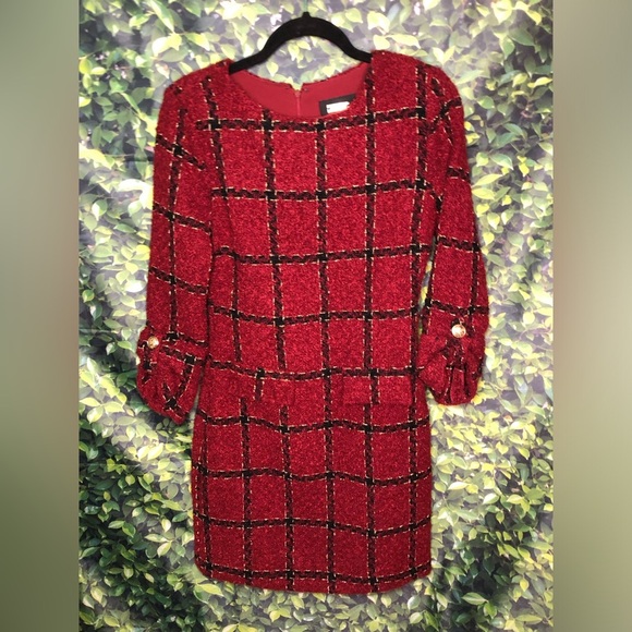 Alexia Admor Elegant Red Plaid Dress - Picture 1 of 16